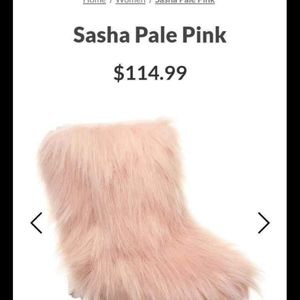 Sasha pale pink bear paw boots.